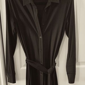 Basic long black shirt dress
